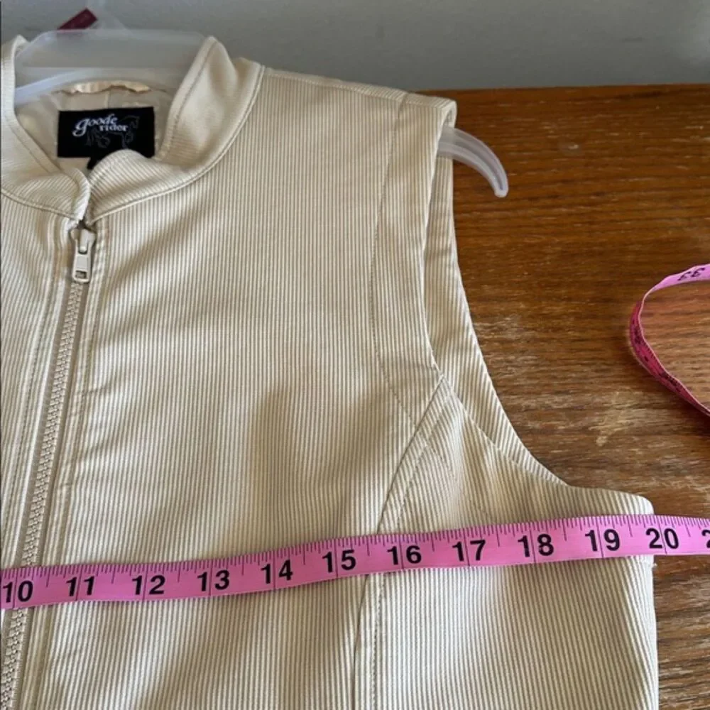 Goode Rider Corduroy Vest Womens XL Horse Riding Equestrian Zip Outerwear Tan